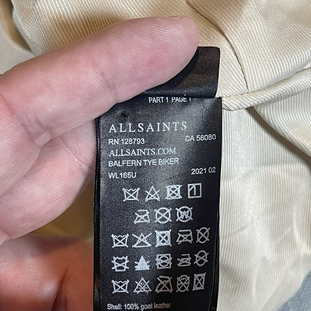 Allsaints Womens Suede Balfern Biker Jacket‎ Sz 4 Warm Taupe Marbled Luxury - Picture 8 of 16